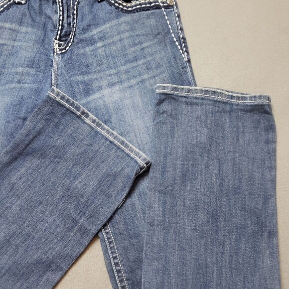 Cartise Denim medium-wash embroidered & beaded jeans. Size 10 - Picture 9 of 15